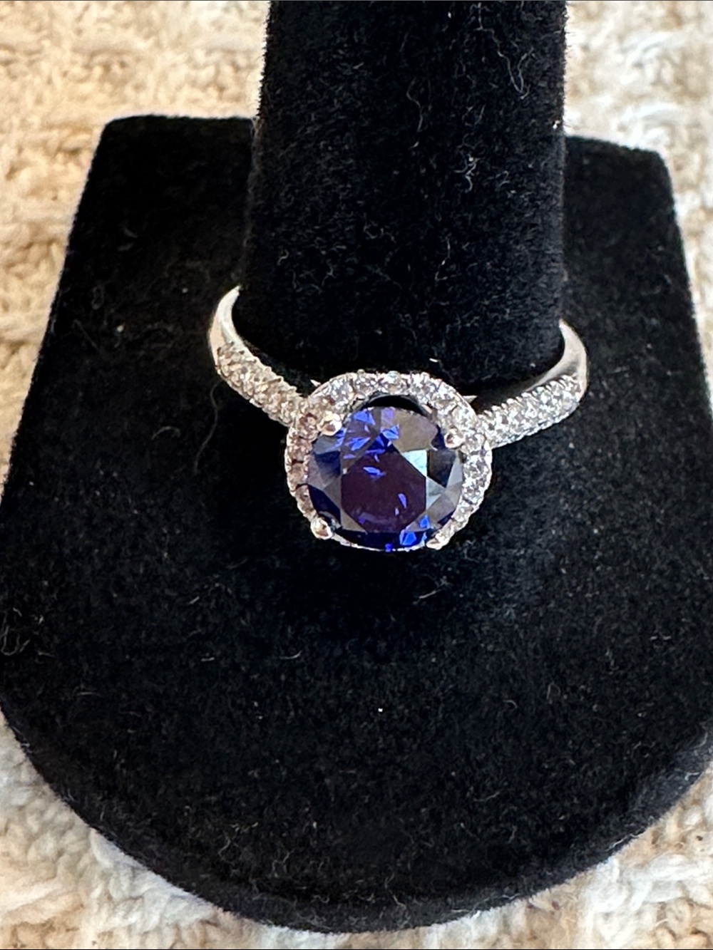2.82 CT Tanzanite Ring with White Sapphire Accent Stones - Sterling